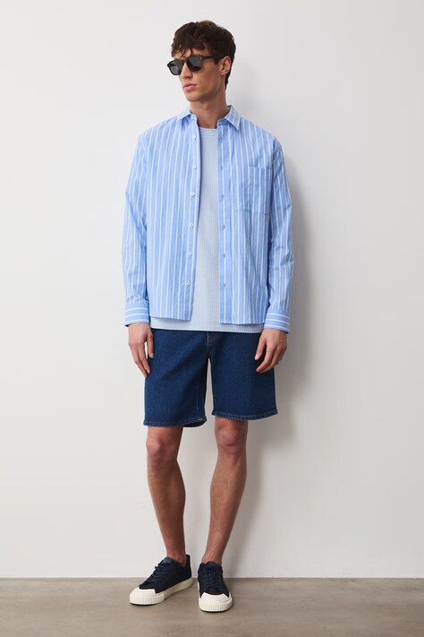 Medicine szorty męskie jeansowe niebieskie regular waist