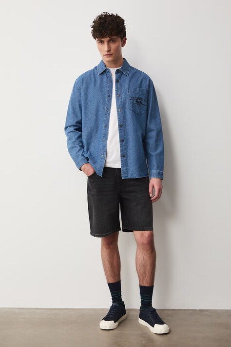 Medicine szorty męskie jeansowe szare regular waist