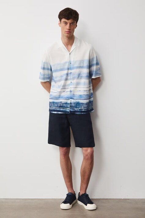 Medicine szorty chino męskie lniane granatowe