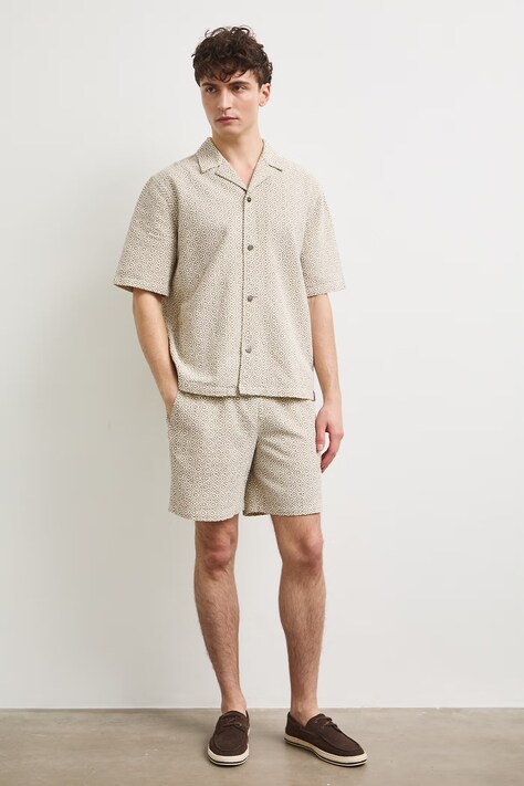 Medicine szorty męskie z lnem brązowe regular waist