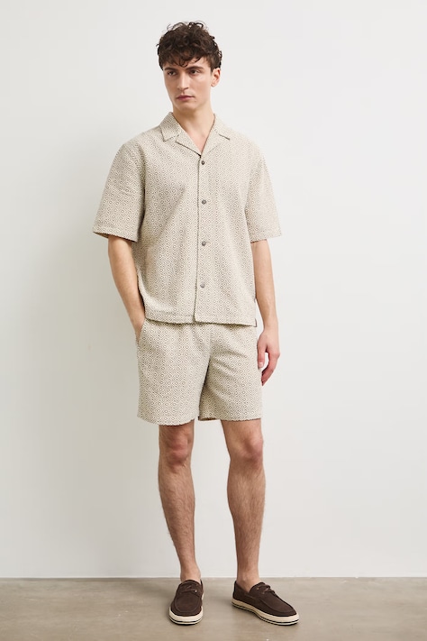 Šortky pánske s ľanom regular waist hnedé RS26-SZM921