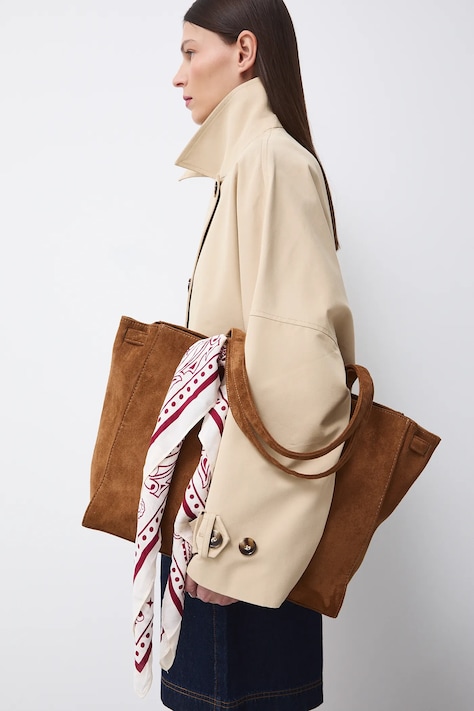 Torebka damska z imitacji zamszu kolor brązowy RS26-TOD403