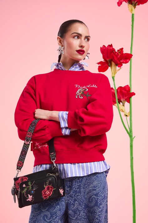 Kabelka dámská s ozdobnými výšivkami černá barva RS26-TOD407