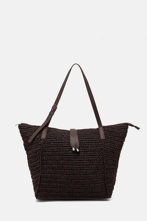 Medicine torebka shopper damska pleciona brązowa