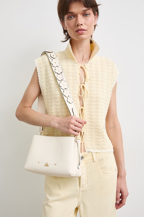 Torebka crossbody damska z imitacji skóry beżowa RS26-TOD800
