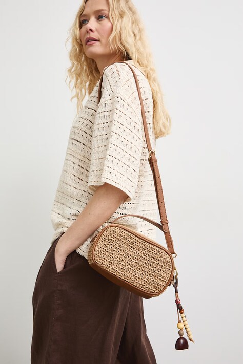 Medicine crossbody kabelka dámska pletená béžová