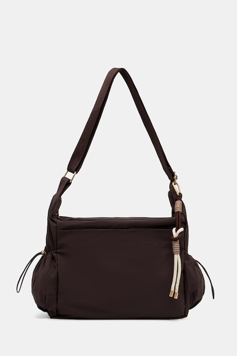 Torebka crossbody damska z brelokiem brązowa RS26-TOD808