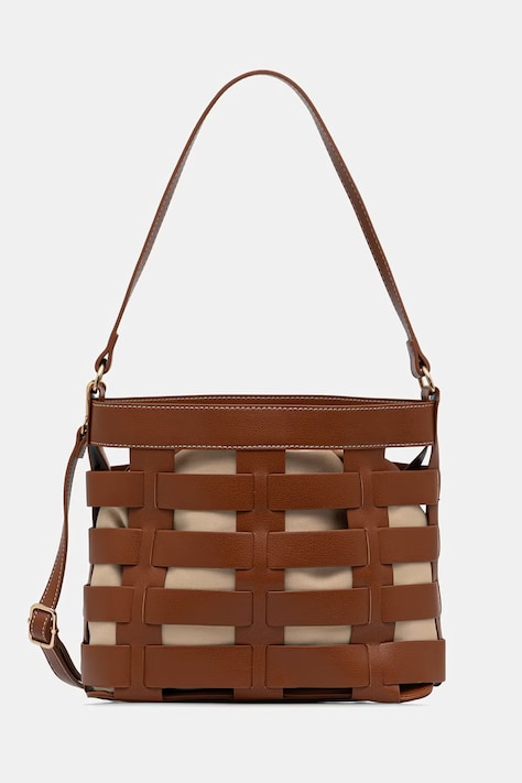 Torba damska bucket bag z imitacji skóry brązowa RS26-TOD813