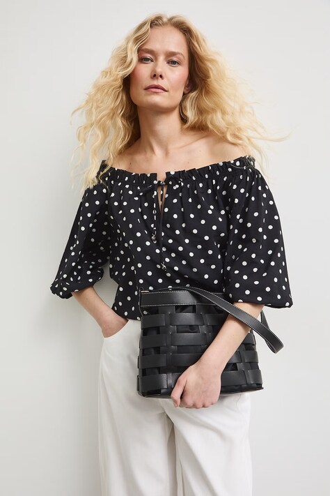 Torba damska bucket bag z imitacji skóry czarna RS26-TOD813