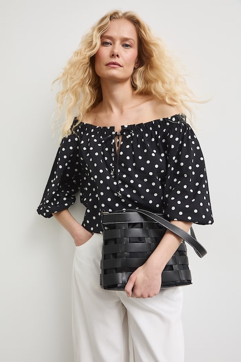 Torba damska bucket bag z imitacji skóry czarna RS26-TOD813