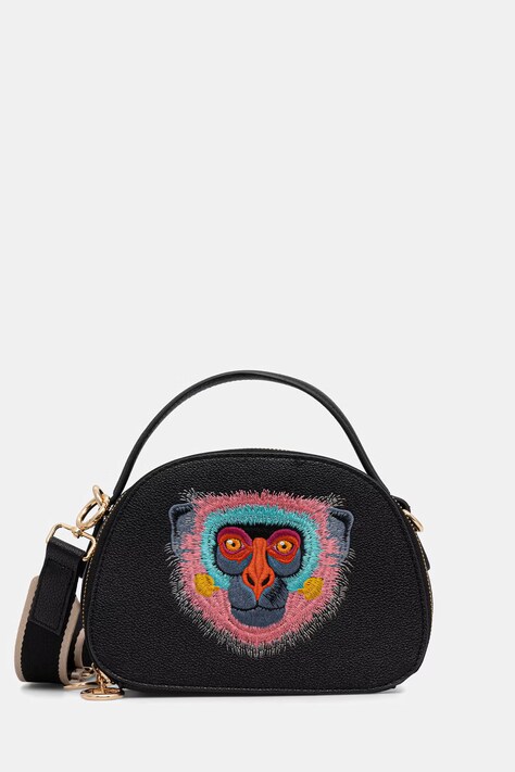 Medicine geantă crossbody pentru femei, cu imitație de piele neagră