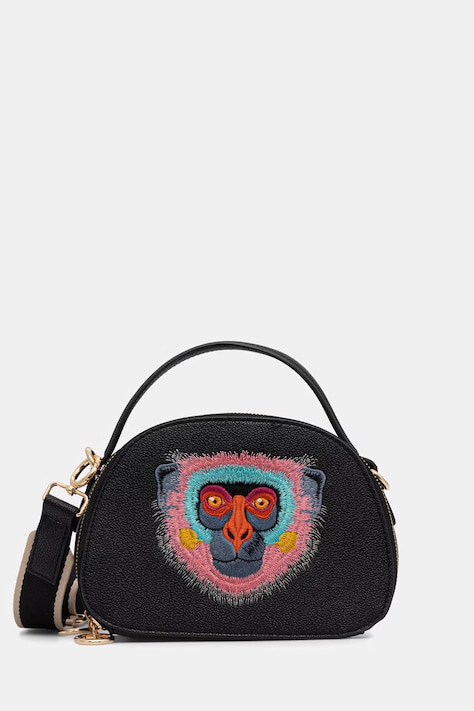 Medicine geantă crossbody pentru femei, cu imitație de piele neagră