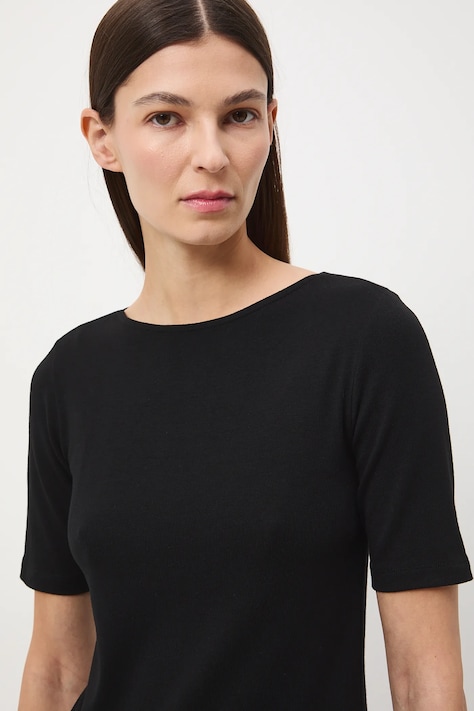 T-shirt damski gładki z modalem kolor czarny RS26-TSD012