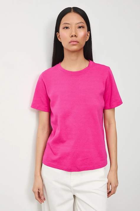 Bavlnené tričko dámske bez vzoru ružová farba RS26-TSD030