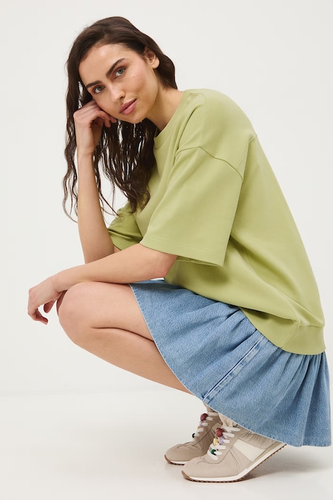 Bavlněné tričko dámské interlock bez vzoru zelená barva RS26-TSD040