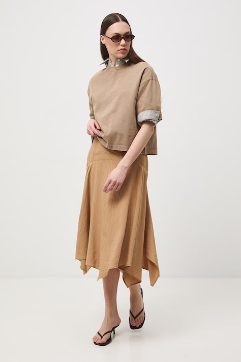 T-shirt damski bawełniany beżowy RS26-TSD063