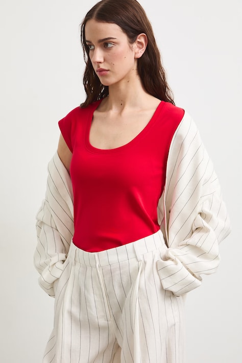 T-shirt damski z modalem czerwony RS26-TSD090