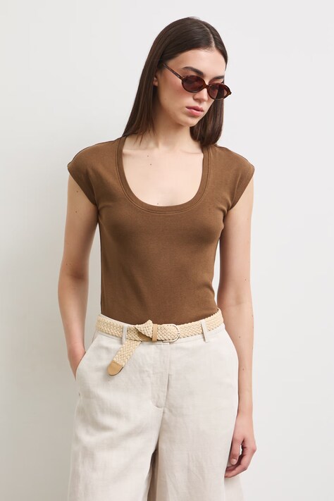 Medicine T-shirt damski z modalem brązowy