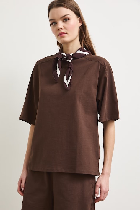 Medicine T-shirt oversize damski bawełniany brązowy