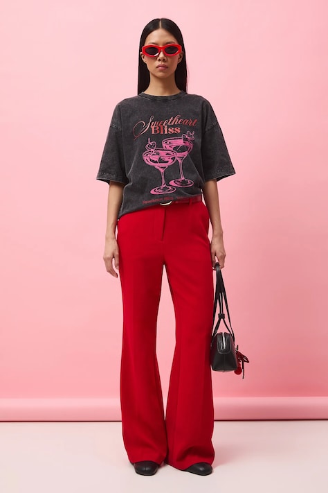 Bavlněné tričko dámské z kolekce Valentine’s Day šedá barva RS26-TSD280