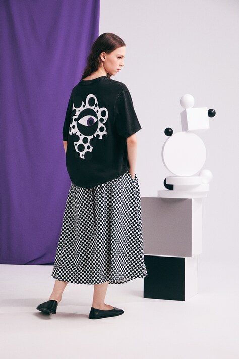 T-shirt oversize damski bawełniany by Joanna Gniady, Grafika Polska szary RS26-TSD451