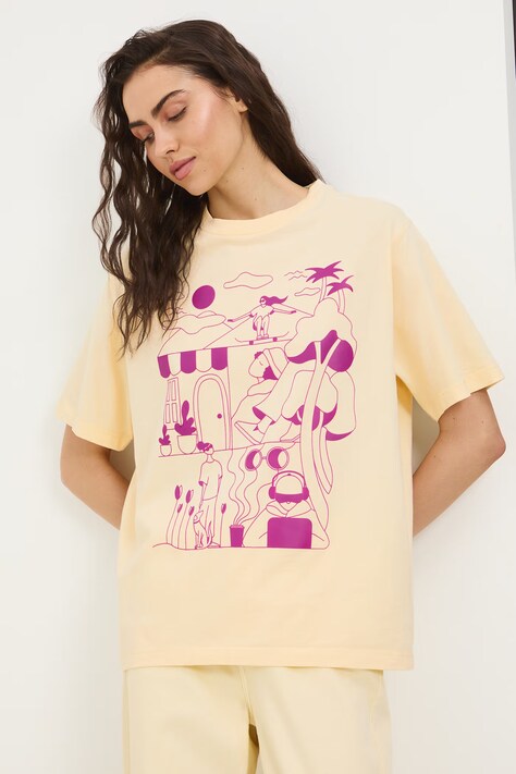 Medicine t-shirt oversize damski bawełniany żółty