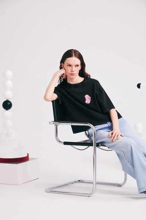 T-shirt oversize damski bawełniany by Paulina Kmak-Domiter (MoonDay), Grafika Polska szary RS26-TSD454