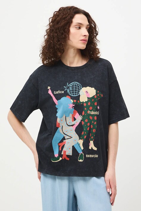 Medicine t-shirt oversize damski bawełniany szary