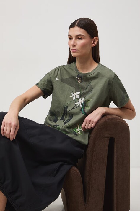 Medicine t-shirt damski bawełniany z elastanem zielony