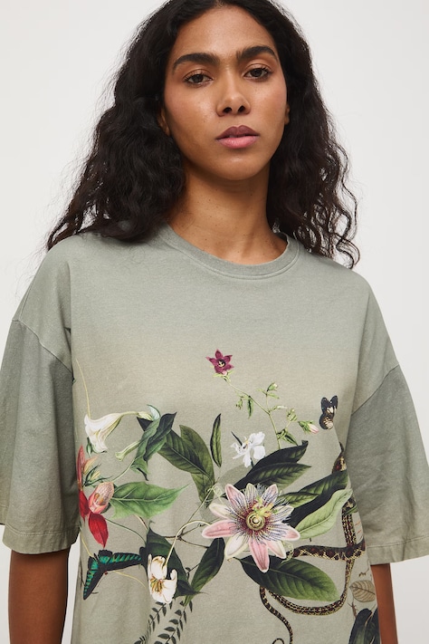 oversize tričko dámske bavlnené s elastanom zelené RS26-TSD506