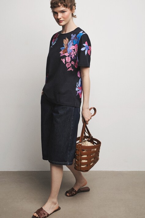 Medicine t-shirt damski bawełniany z elastanem granatowy