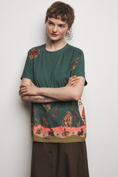 Medicine t-shirt damski bawełniany z elastanem zielony