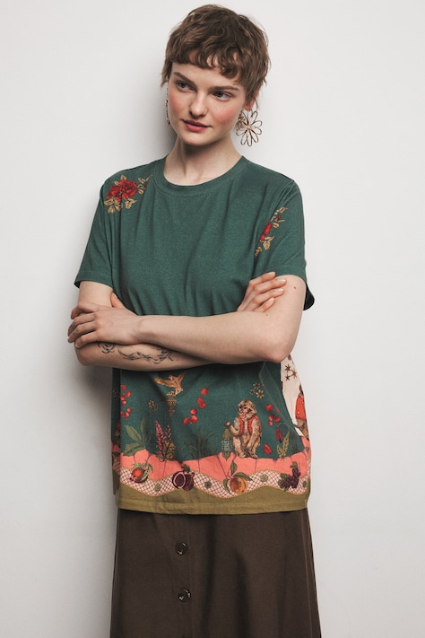 Medicine t-shirt damski bawełniany z elastanem zielony