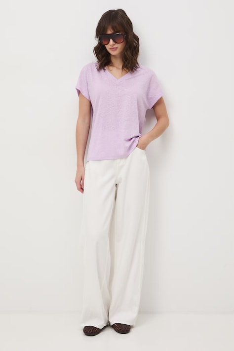 Medicine t-shirt damski lniany fioletowy