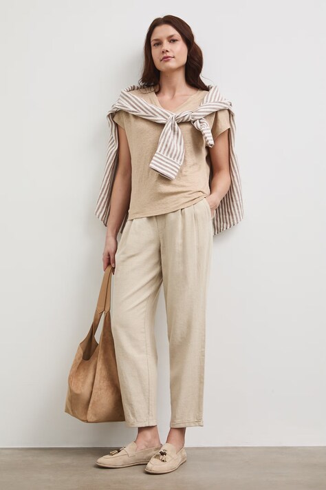 Medicine t-shirt damski lniany beżowy