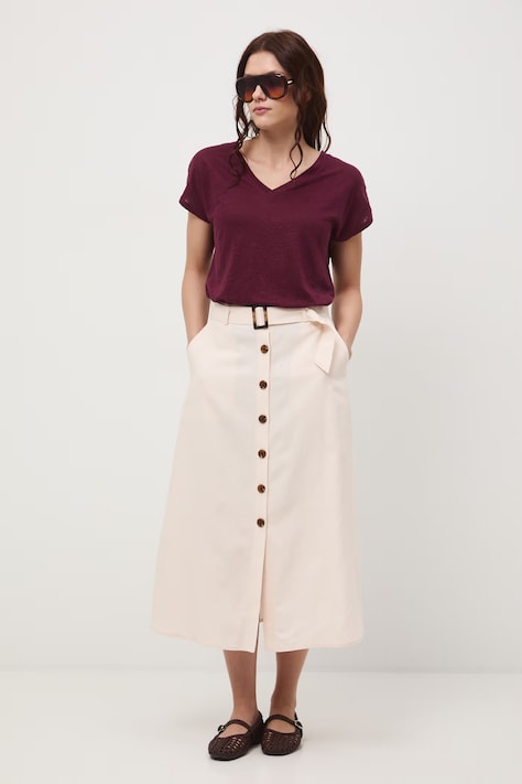 Medicine t-shirt damski lniany bordowy