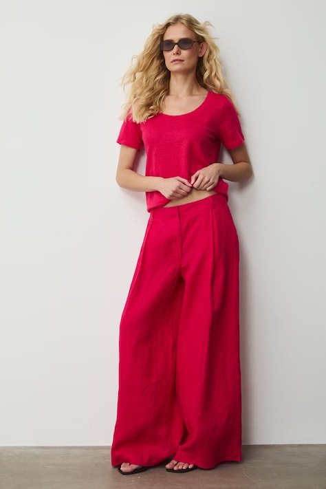 Medicine T-shirt damski lniany różowy