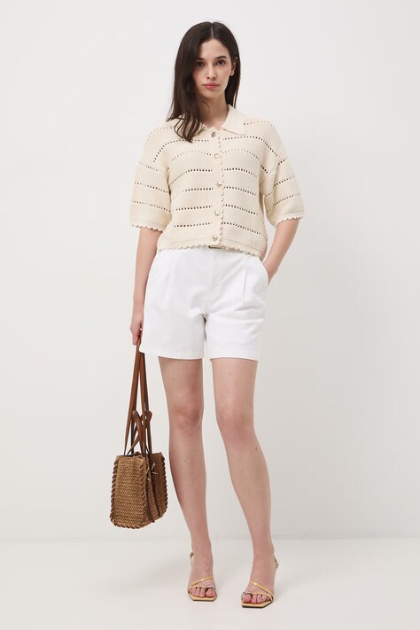 Medicine T-shirt swetrowy damski bawełniany beżowy