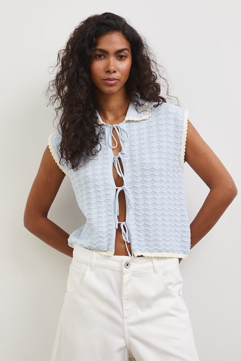 T-shirt swetrowy damski z wiskozą niebieski RS26-TSD802