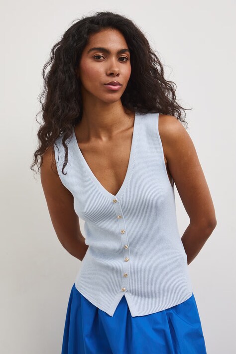 Medicine top swetrowy damski z wiskozą niebieski