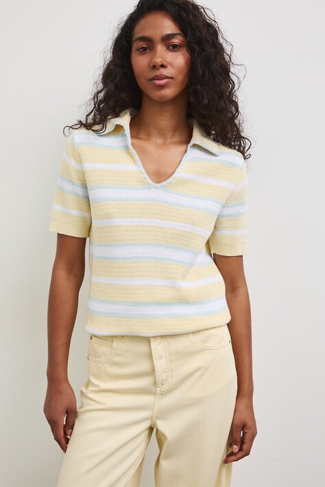 Medicine T-shirt swetrowy damski bawełniany żółty