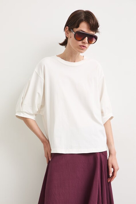 Medicine T-shirt męski bawełniany z elastanem beżowy