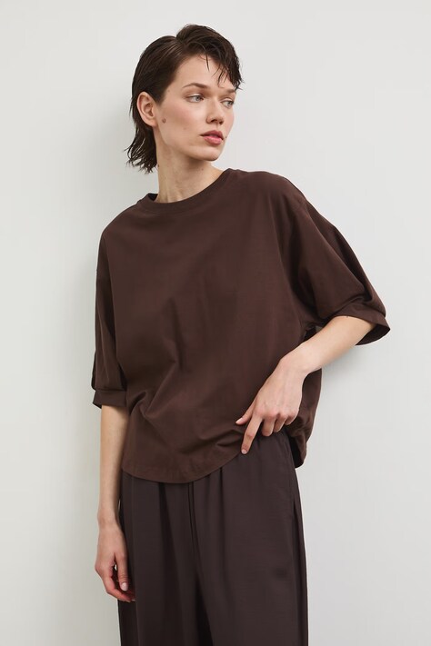 Medicine T-shirt męski bawełniany z elastanem brązowy