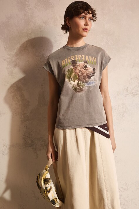 Medicine t-shirt damski bawełniany szary