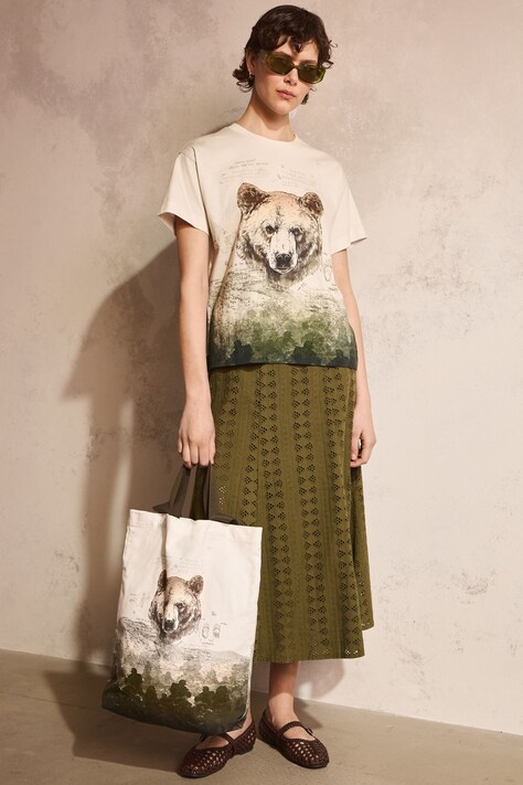 Medicine T-shirt damski bawełniany beżowy