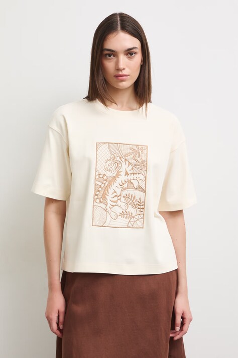 Medicine T-shirt damski bawełniany beżowy