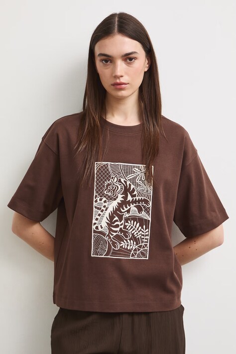 Medicine T-shirt damski bawełniany brązowy