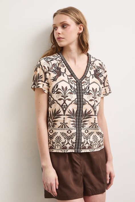 Medicine T-shirt damski bawełniany beżowy