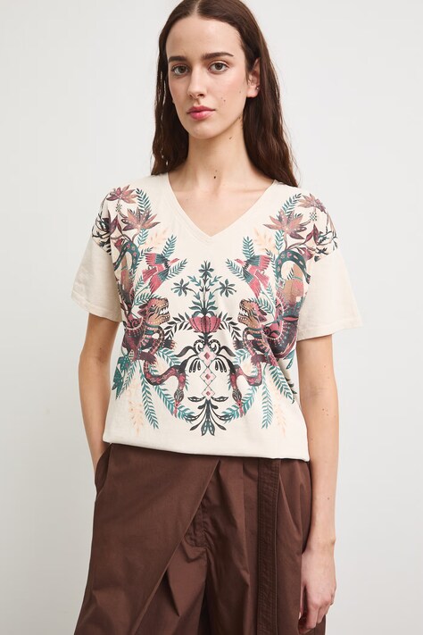 Medicine T-shirt damski bawełniany beżowy