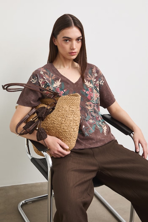 Medicine T-shirt damski bawełniany brązowy